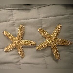 Gold Starfish Brooches - Sparkling Beach Jewelry Set